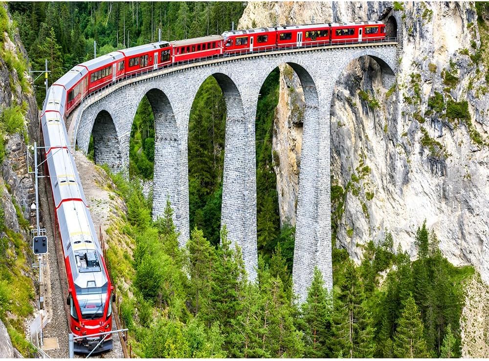500(52x38cm) Pieces Jigsaw Puzzle, Swiss Alps Railway, Adult Educational Challenge Toy