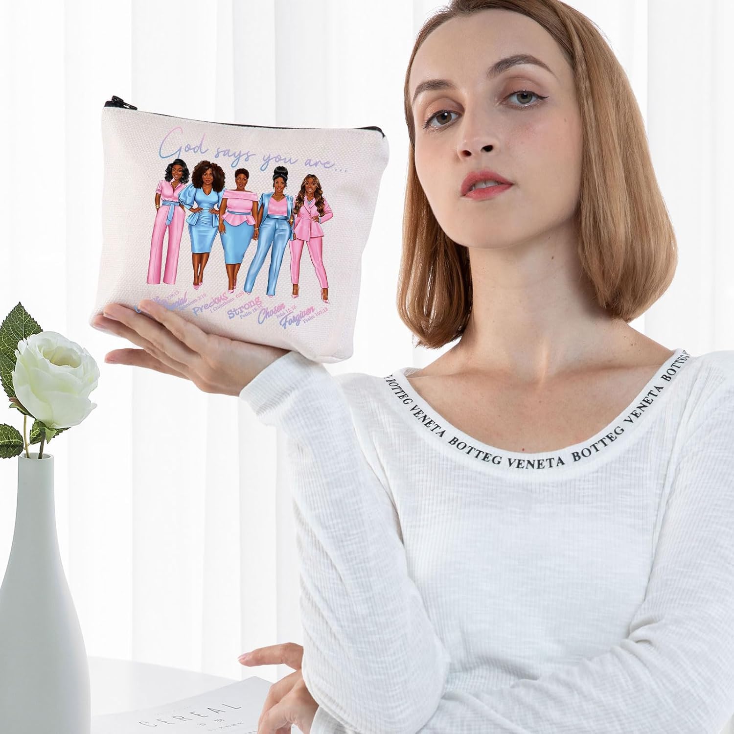 G2TUP Sorority Sister Makeup Bag Greek Sorority Gift God Says You Are Sorority Zipper Pouch Bag 1943 Sorority Paraphernalia (God Says Blue Pink) - Image 5