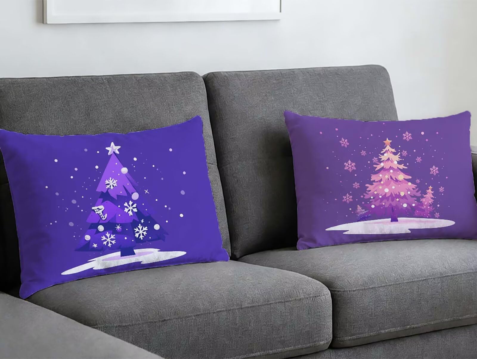 Taie oreiller 40x80 rectangulaire violette en velours doux avec fermeture éclair