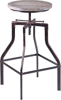 Armen Living Concord Adjustable Barstool in Pine Wood and Industrial Copper Finish