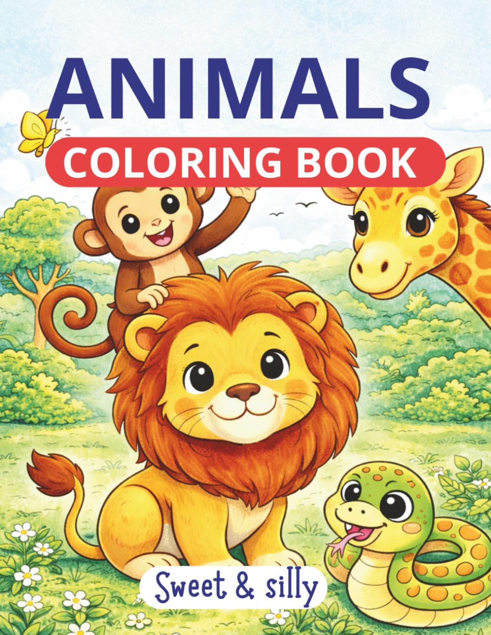 Cute Jungle Animals Coloring Book for Kids Ages 3–8: Adorable Safari Friends to Color and Enjoy