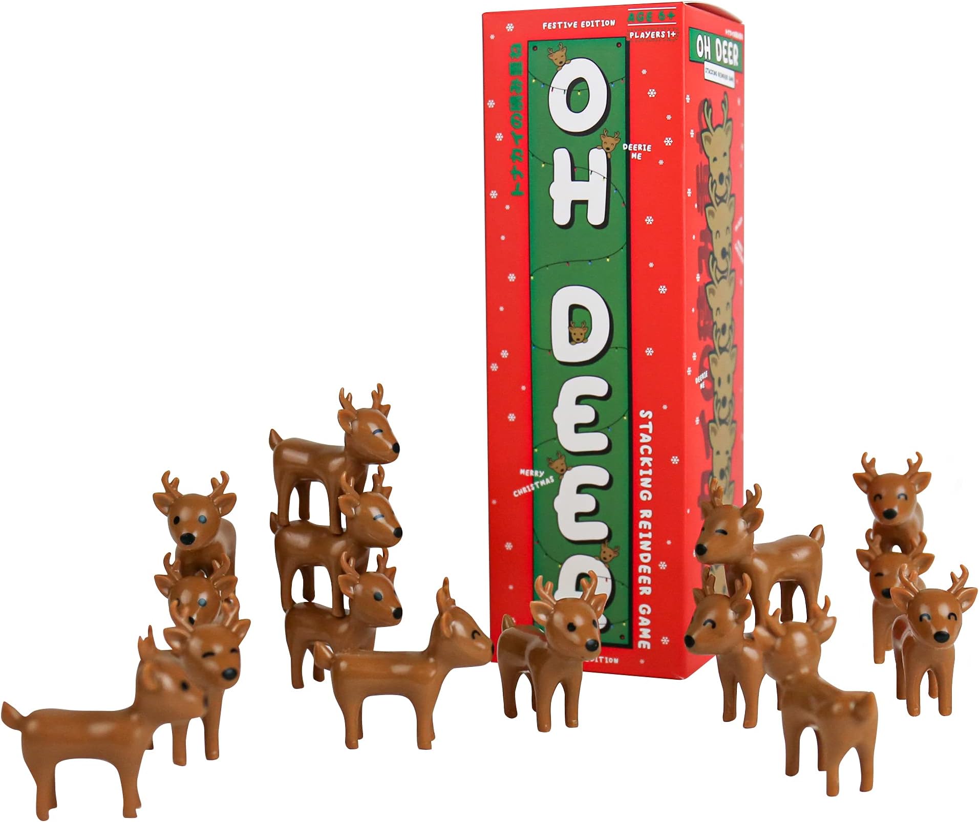 Gift Republic Oh Deer 15 Pieces Christmas Stacking Game Fun Family Tumbling Tower Game Reindeer Stack Gift for Kids