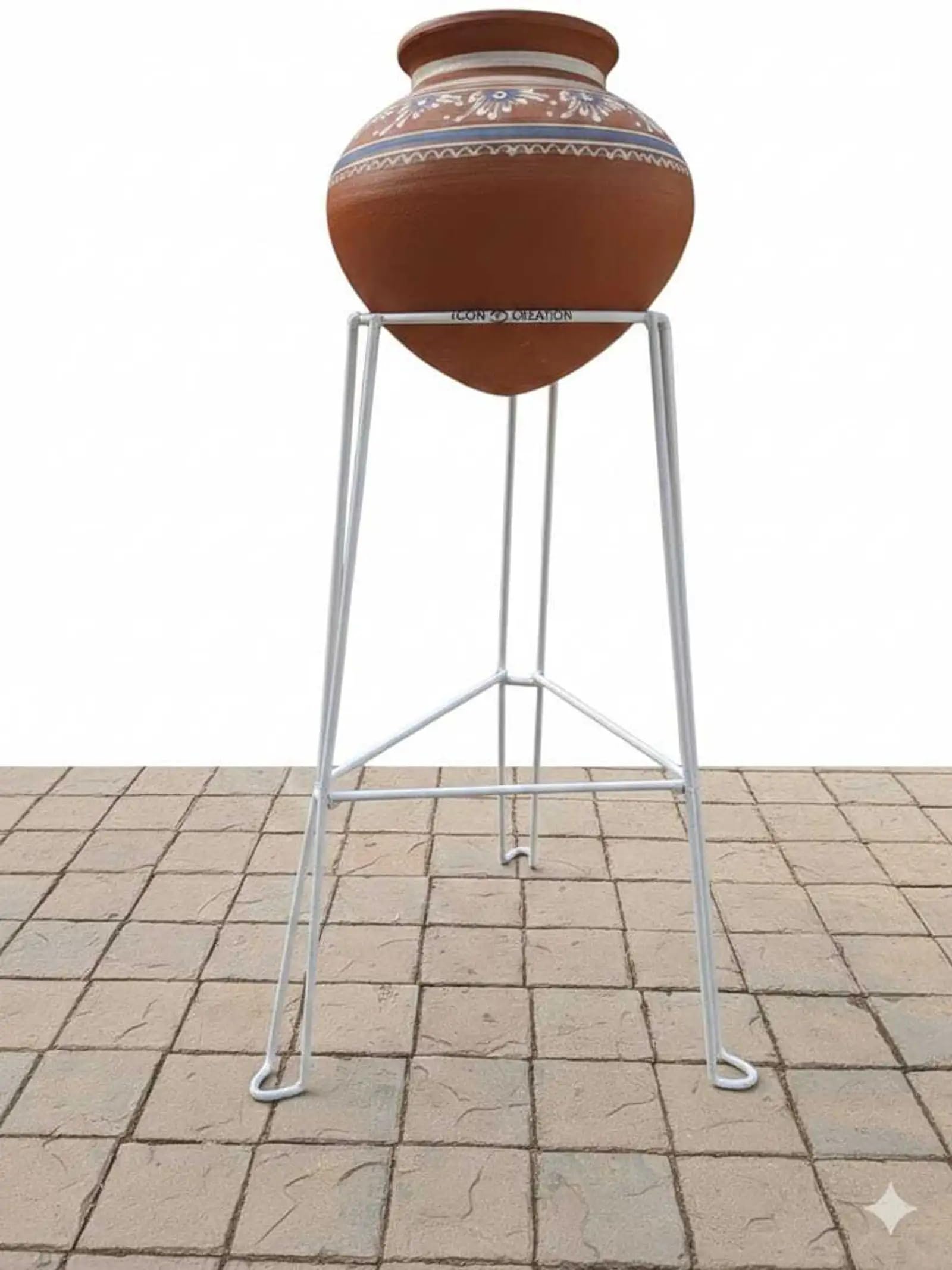STAND WALLAH Matka & Gamla Kitchen Rack Long leg PVC COATED Stainless Steel Round Base For Matka & Flower Stand | White Matka Kitchen Rack Free Standing Iron, Cast Iron-image-15