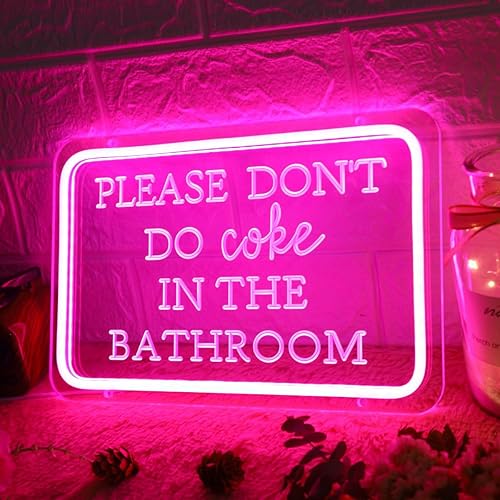 Miniatura 2 de Letreros de neón con texto en inglés Please Don't Do Coke in The Bath para decoración de pared, letreros de luz LED de neón regulables con