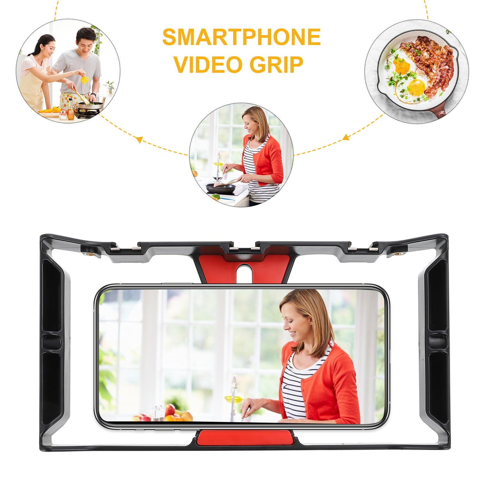 Stabilisateur Smartphone pour Téléphone Portable, Support Vidéo pour Téléphone en Abs Noir, Usage Horizontal et Vertical, Connectable Trépied, pour Vidéo