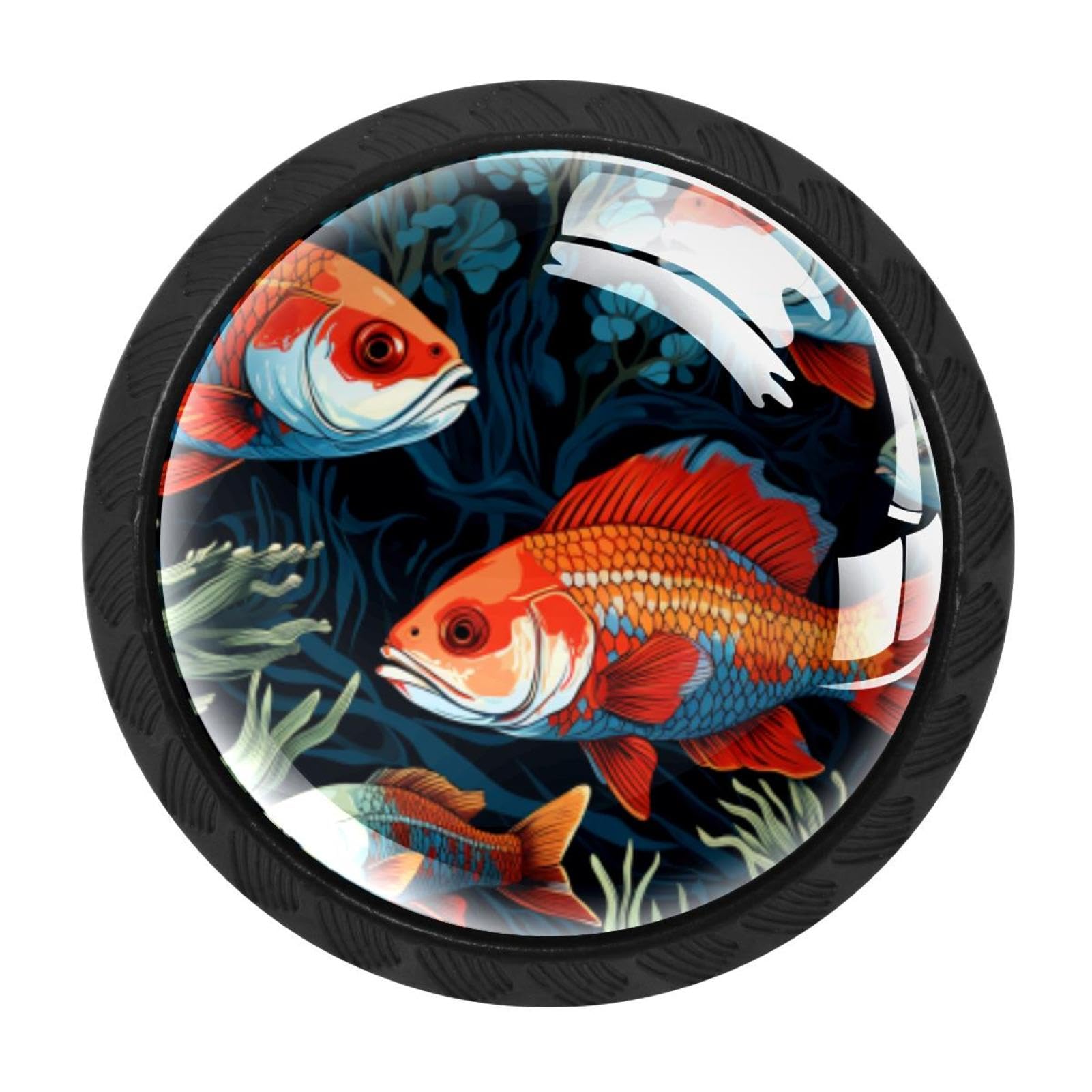 Chenzzzz Multicolored 12 4 Pack Round Cabinet Knobs For Kitchen Bathroom Closet Dresser Cabinets, Fish