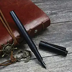 CANETA TINTEIRO PRETA PONTA PENA LUXO 0,5MM AÇO CARBONO