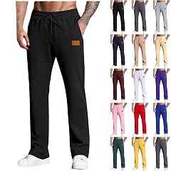 ABABC Baggy Sweatpants for Men Wide Leg Lounge Sweat Pants Casual Elastic Waisted Drawstring Jogger Pants with Pockets