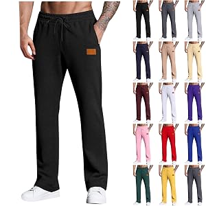 ABABC Baggy Sweatpants for Men Wide Leg Lounge Sweat Pants Casual Elastic Waisted Drawstring Jogger Pants with Pockets