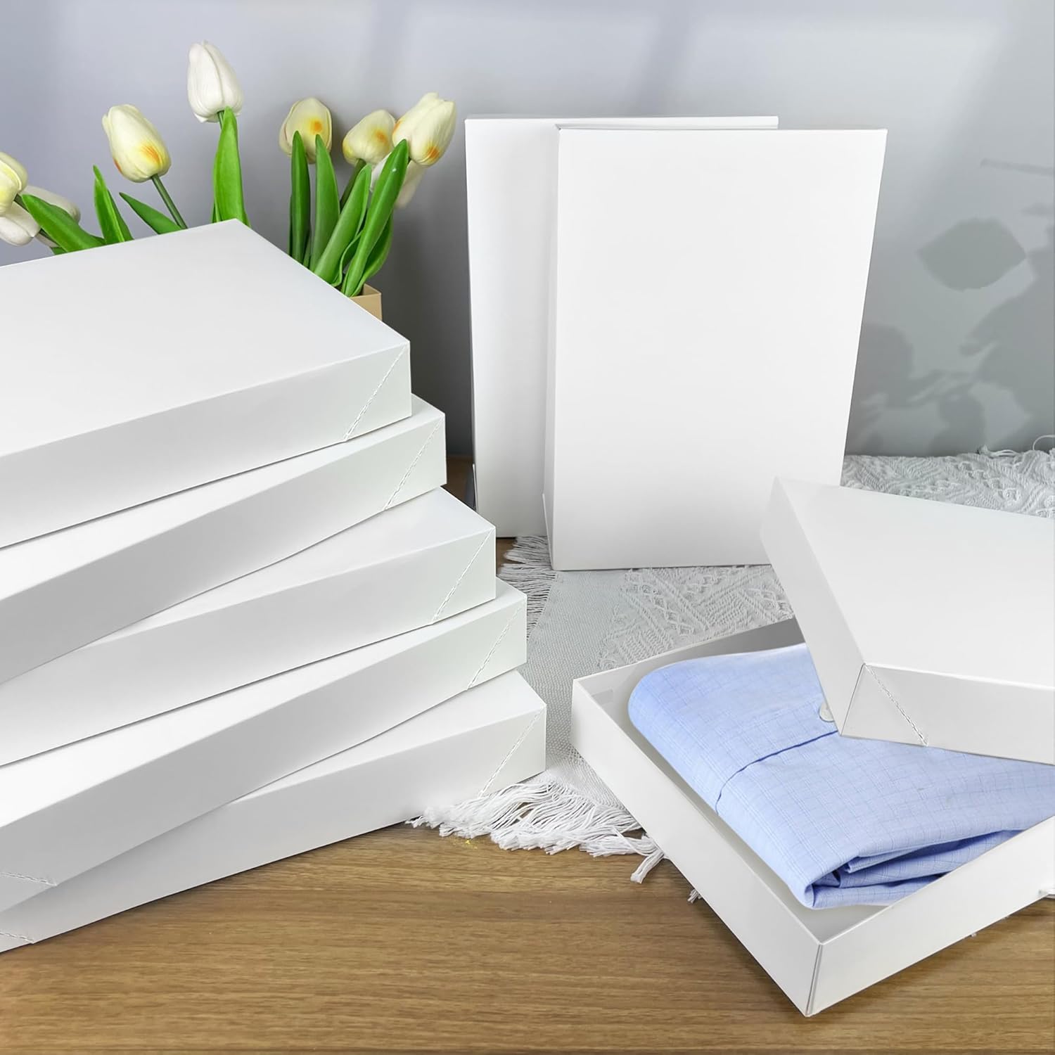 White Boxes with Lids Sizes 11'' x 7.48'' for Birthdays