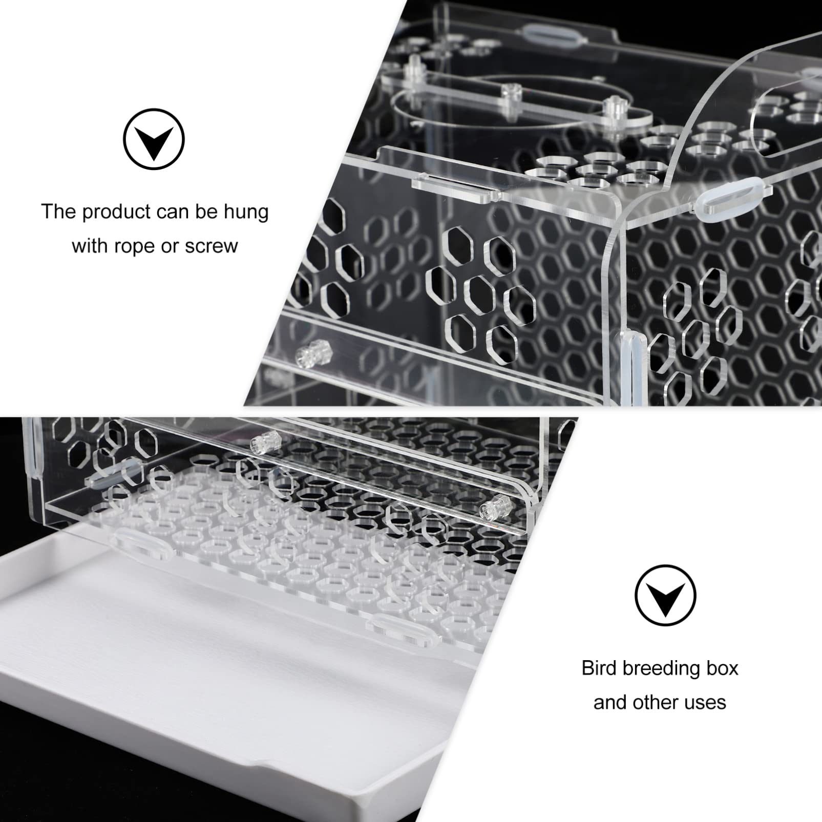POPETPOP Jaula para Loros De Acrílico Diseño Transparente con Bandeja Ideal para Aves