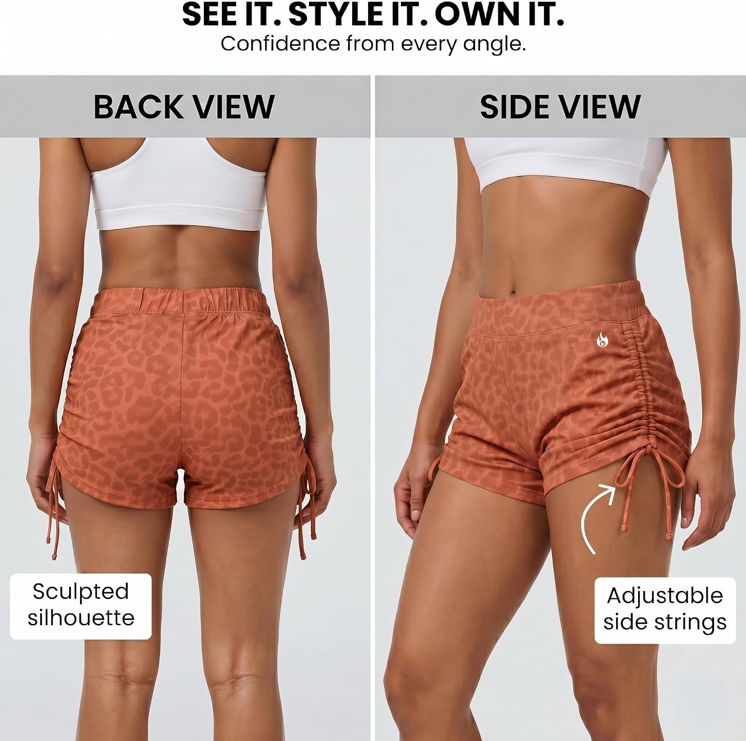 String Shorts High Waist Stretch Dance Shorts with Adjustable Drawstring Sides for Training, Yoga & Studio Wear