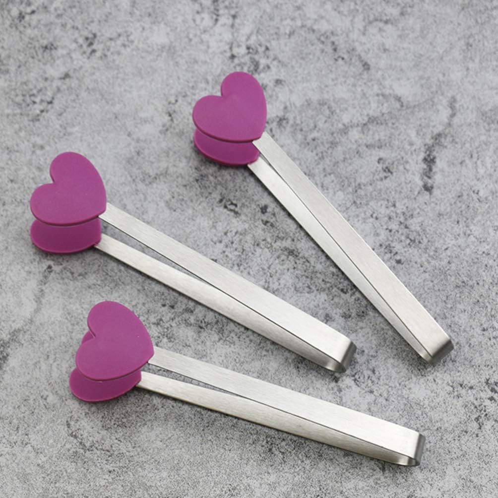 HEMOTON Ice Tongs Heart Shape Stainless Steel Ice Cube Tong Candy Scoop Food Kitchen Serving Tong for Cocktail Tea Party