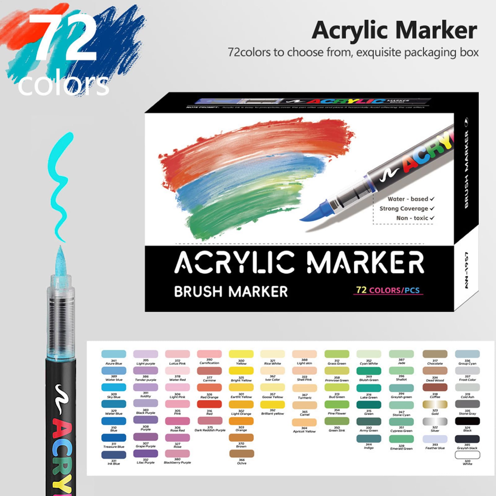 Acrylstifte Set, Acrylstifte für Steine, wasserfest, Pinselspitzenmarker, Mehrzweck-Kunstbedarf-Set für Bastelprojekte, Keramik