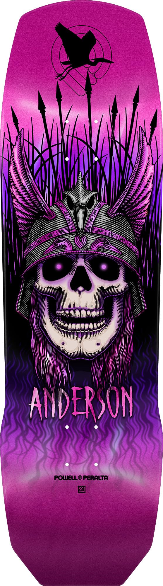 Powell Peralta Andy Anderson Heron 7-lagiges Ahorn-Skateboard-Deck, rosa Folie, 23,2 x 83,3 cm