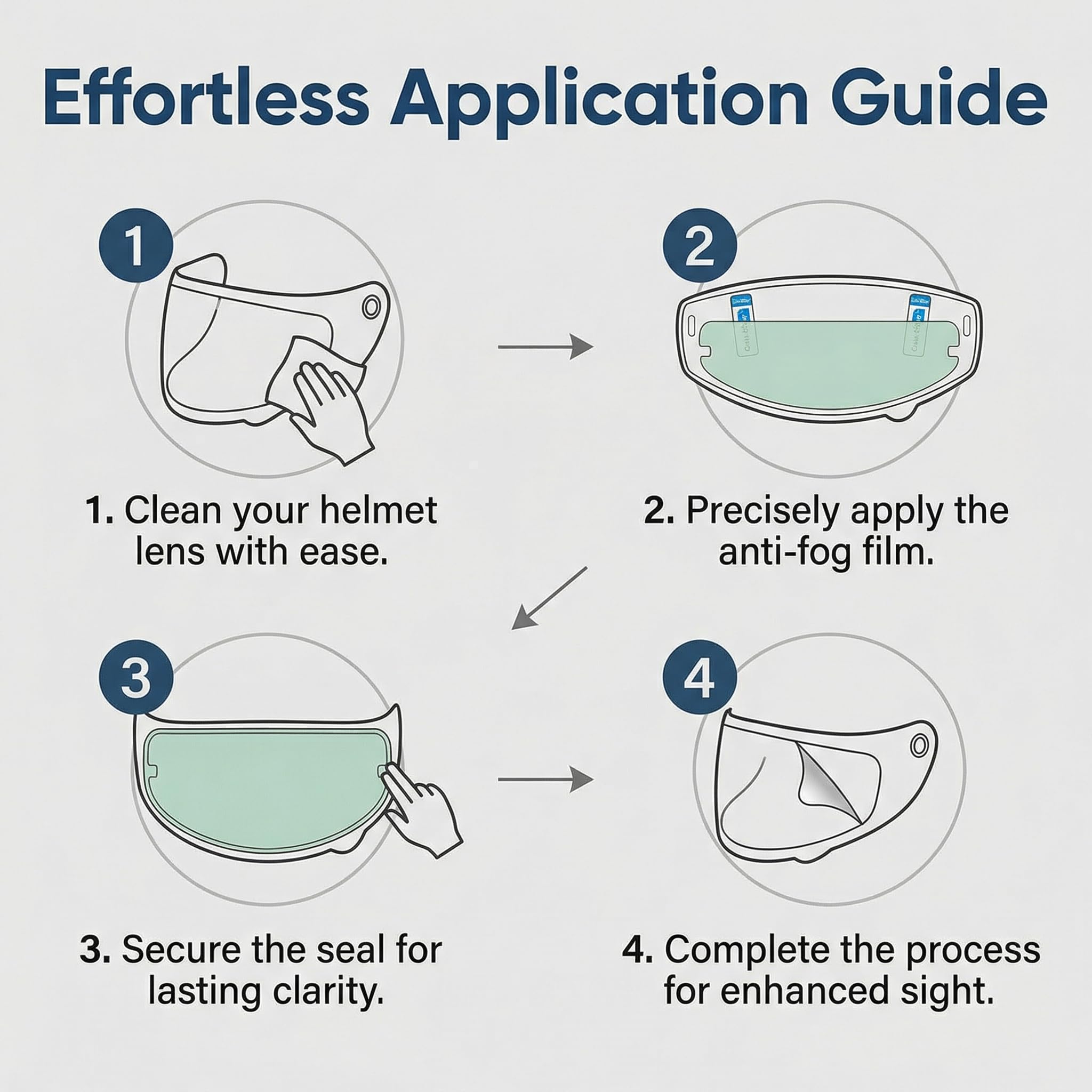 Motorbike And Motorcycle Helmet Anti Fog Visor Insert With Easy Installation, Universal Fit, Anti Fog For Helmet Visor, HD Vision, Waterproof Sunshade, PET Material, 27.2cm x 8.8cm, 2pcs — view 6