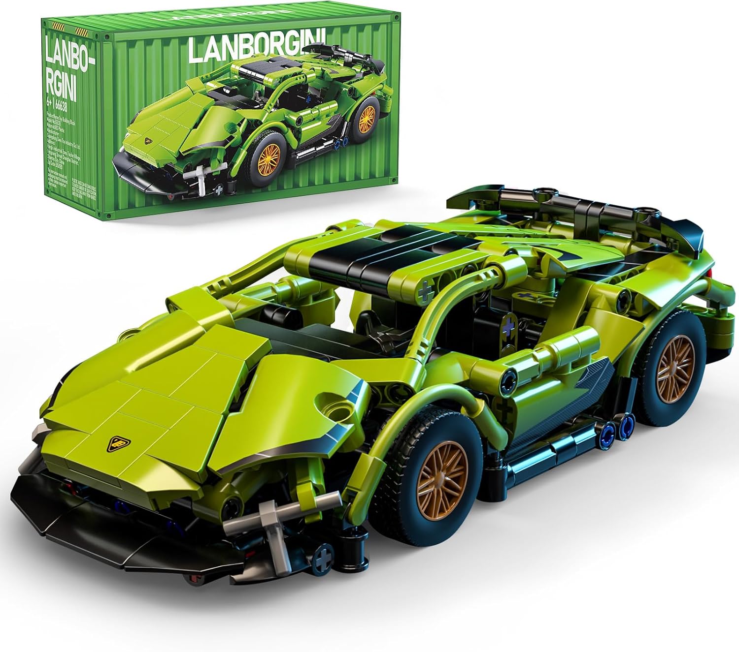 Car Building Set – 1:18 MOC Green Model Car Kits for Adults Boys Girls for Play and Display Collection for Kids Boys Girls Teens Age 8-12 14+