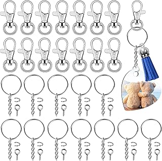 240Pcs Swivel Snap Hooks with Key Chain Rings, Acejoz Premium Keychain Clip Set Includes 60Pcs Key Chain Clips, 60Pcs Key Ring with Chain, 60Pcs Eye Pins and 60Pcs Open Jump Rings for Keychain Crafts