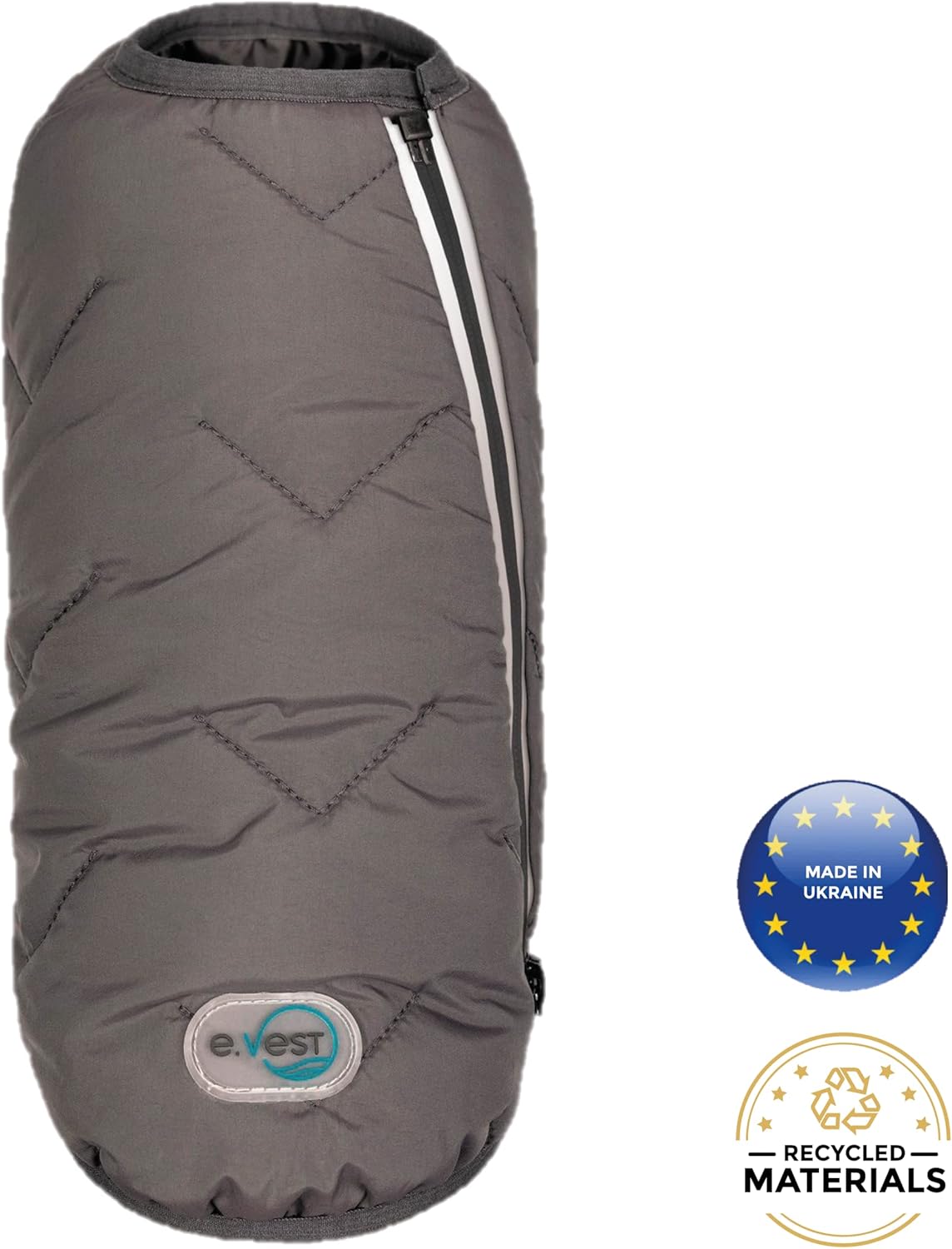 Bonne et Filou Sustainable Dog Jacket Vest Made in Ukraine with Premium Recycled Materials - Lightweight Warm Waterproof Windproof Winter Dog Coat Outfit for Cold Weather (X-Large, Grey) : Pet Supplies