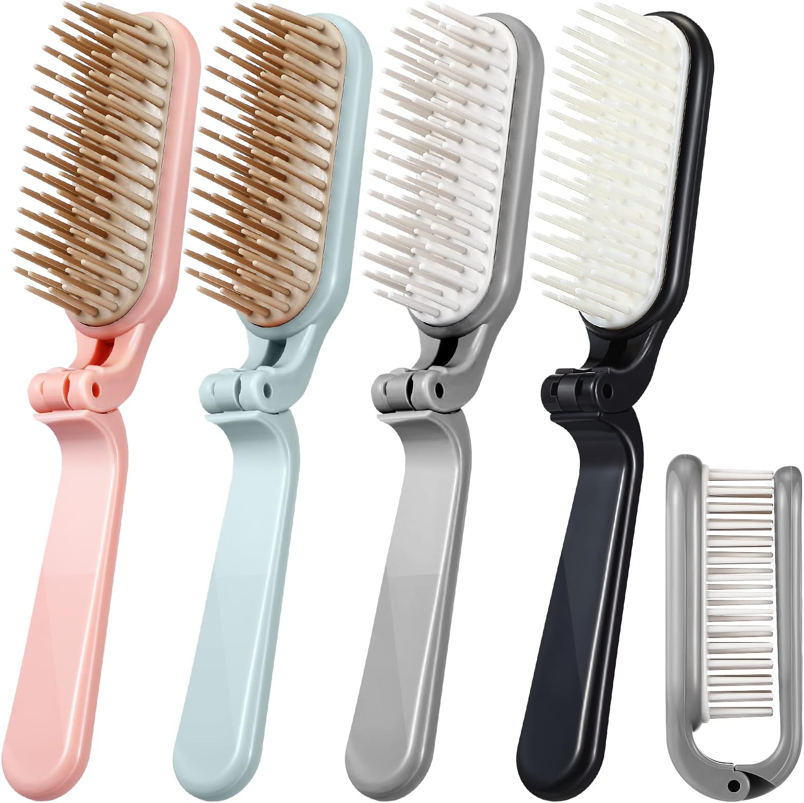 Yinkin 4 Pieces Folding Hair Brush Compact Folding Hair Combs Portable Travel Size Hair Brush Small Purse Locker for Women Men Family School Travel Car Gym Bag Purse
