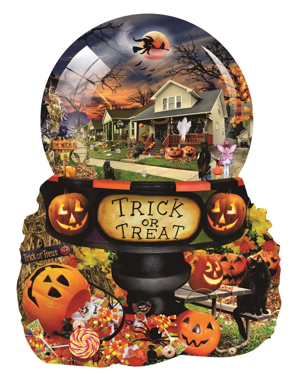 SUNSOUT INC - Halloween Globe - 1000 pc Special Shape Jigsaw Puzzle by Artist: Lori Schory - Finished Size 26.25" x 34.25" Halloween - MPN# 96064