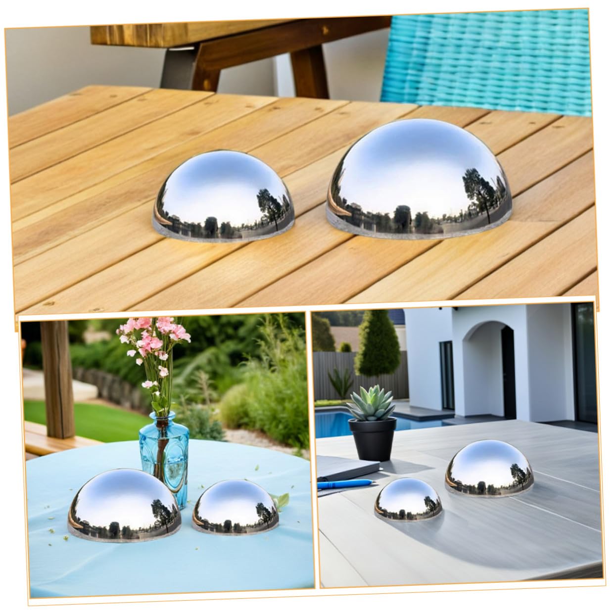 7 Piezas Bolas Decorativas de Jardin esferas de Espejo al Aire Libre de Espejo Bolas de de jardín esferas de de jardín Mirando Acero Inoxidable Plata