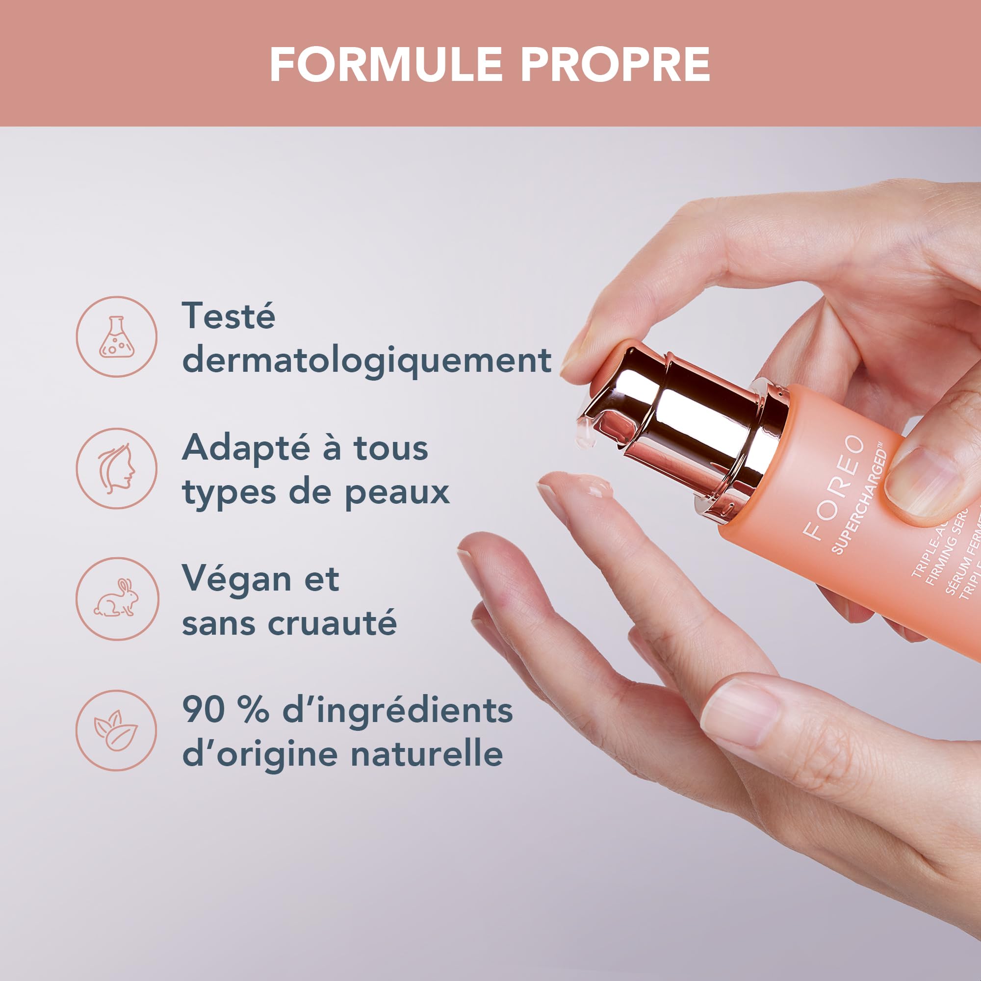FOREO SUPERCHARGED Sérum raffermissant triple action - Gel conducteur - Acide hyaluronique et squalane - Sérum hydratant visage intense - Végan et sans cruauté - Toutes peaux - 30 ml