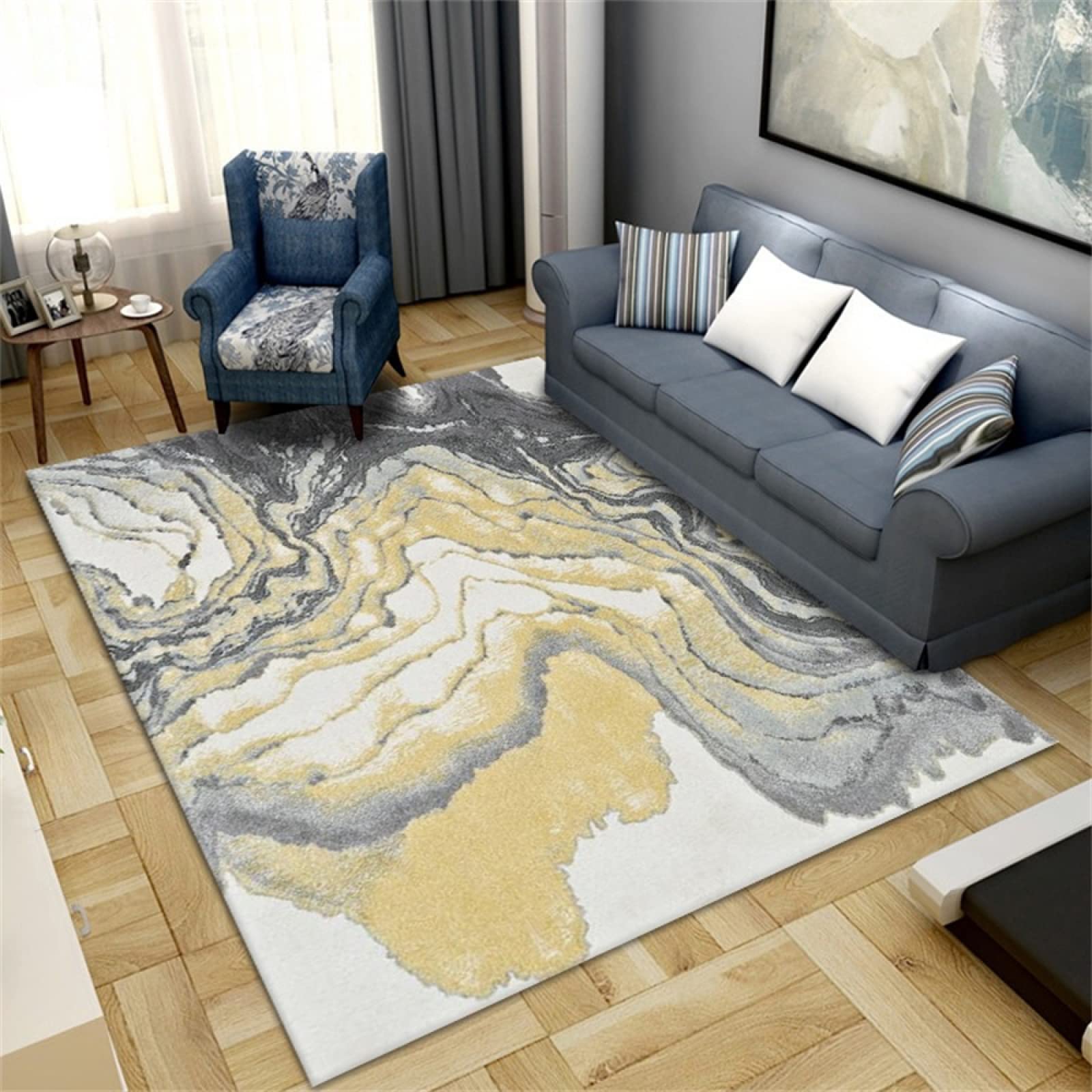 Déco chambre bébé : grand tapis gris 140x200cm antidérapant de salon