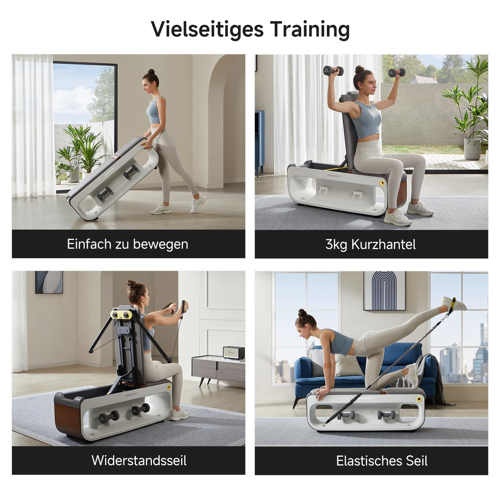 KINGSMITH Hantelbank Klappbar Verstellbar, Multifunktions Training Bank für Ganzkörper-workout mit Hanteln, Hantelbänke für die ganze Familie