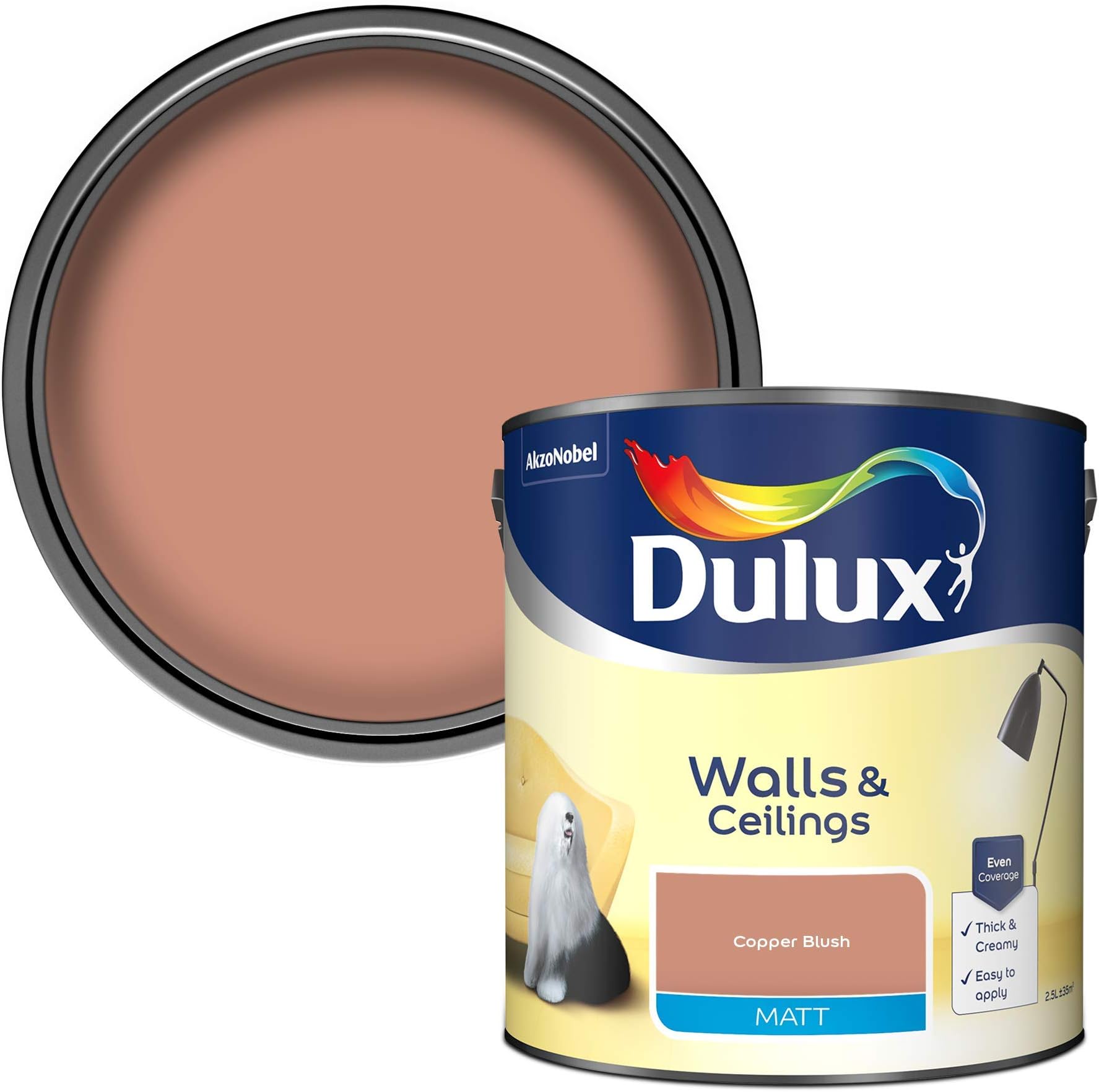 DuluxMatt Emulsion Paint For Walls And Ceilings - Copper Blush 2. 5 Litres