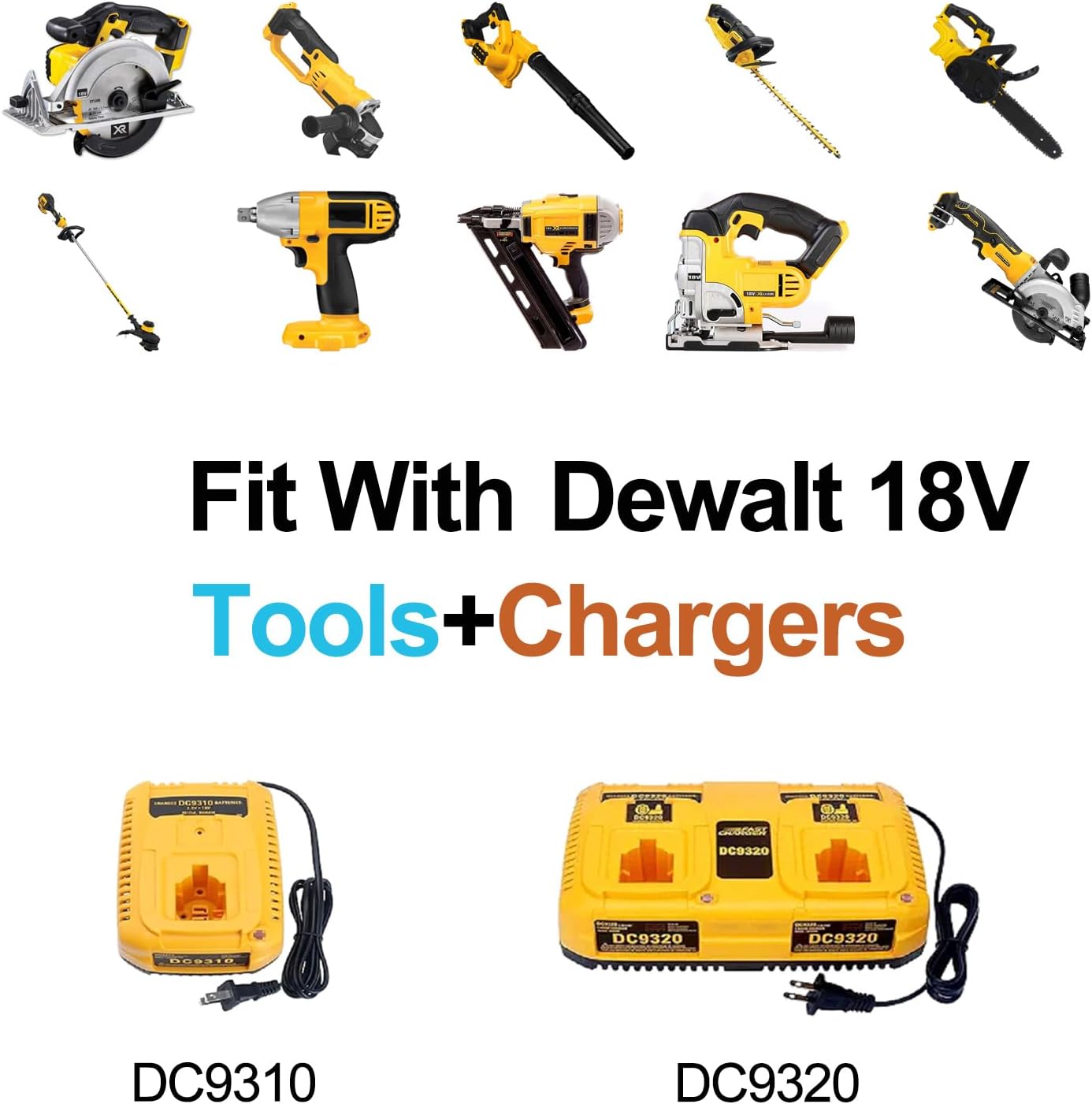 Upgraded 6500mAh Lithium ion Replacement for Dewalt 18V Battery DC9096 DC9098 DC9099 DE9039 DE9095 DE9096 DE9098 DW9095 DW9096 DW9098, 2Packs
