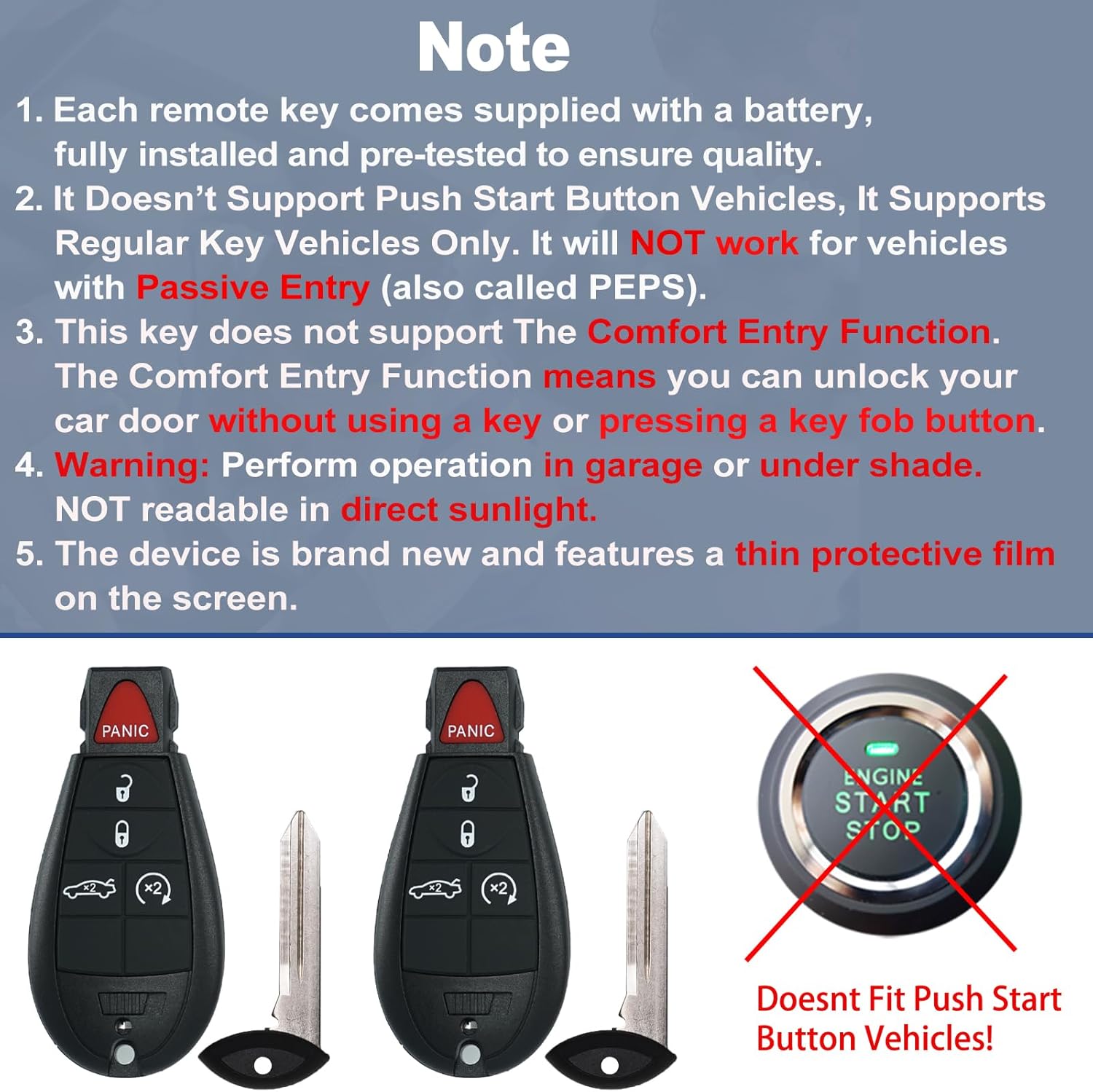 DIY Key Fob Replacement Kit Fits for Dodge Dart 2013 2014 2015 2016 Keyless Entry Remote with Interchangeable 4 & 5 Button FCC ID: M3N-32297100 (Set of 2)