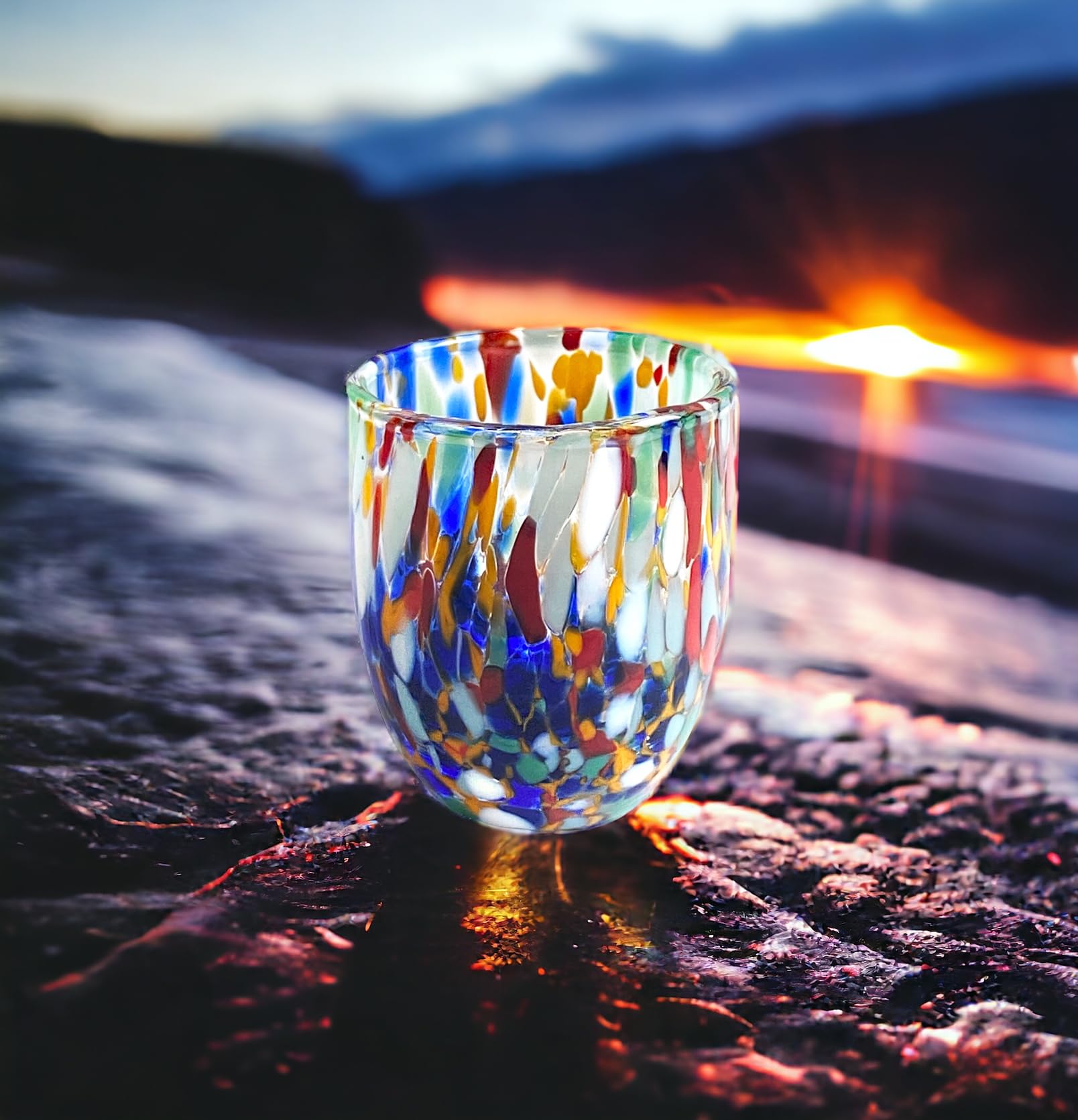MAZZEGA ART & DESIGN SHOT Tequila Glazen glas, mondgeblazen en handgemaakt met Murrine Murano kleuren, model SHOT, 70 ml, Made in Italy (blauw, 6 MAZZEGA ART & DESIGN SHOT Tequila Glazen glas, mondgeblazen en handgemaakt met Murrine Murano kleuren, model SHOT, 70 ml, Made in Italy (blauw, 6