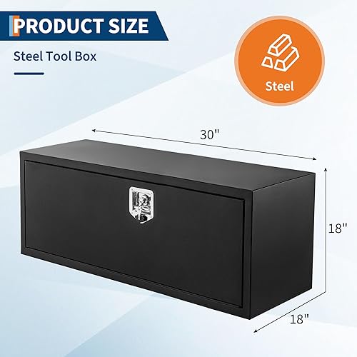 Miniatura 3 de Garvee Caja de herramientas para camión de 30 pulgadas, caja de herramientas de almacenamiento de acero negro, 30 x 18 x 18 pulgadas, organizador de