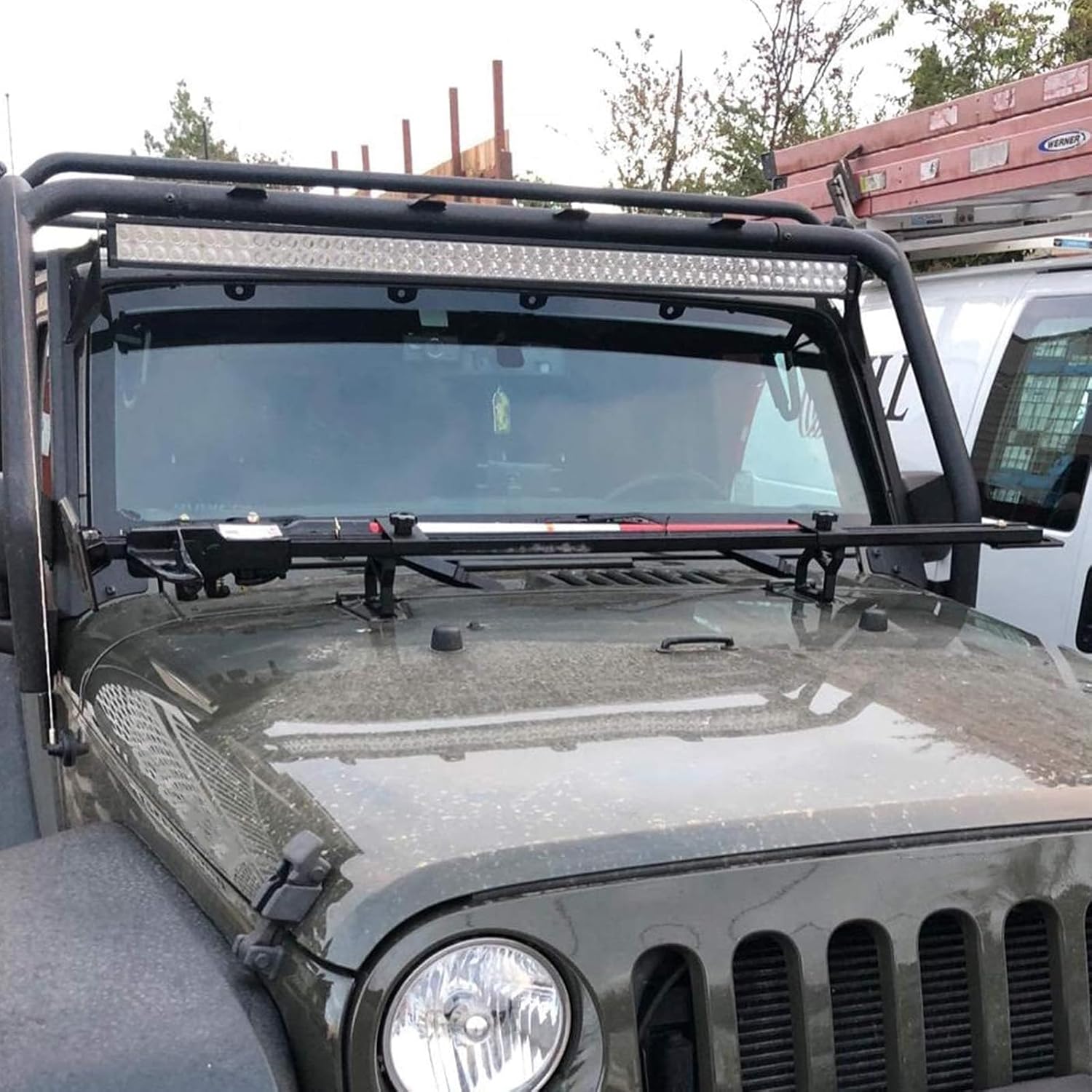 High Lift Jack Mount Bundle with Grab Handle Switch Panel Compatible with Wrangler JK 2007-2018