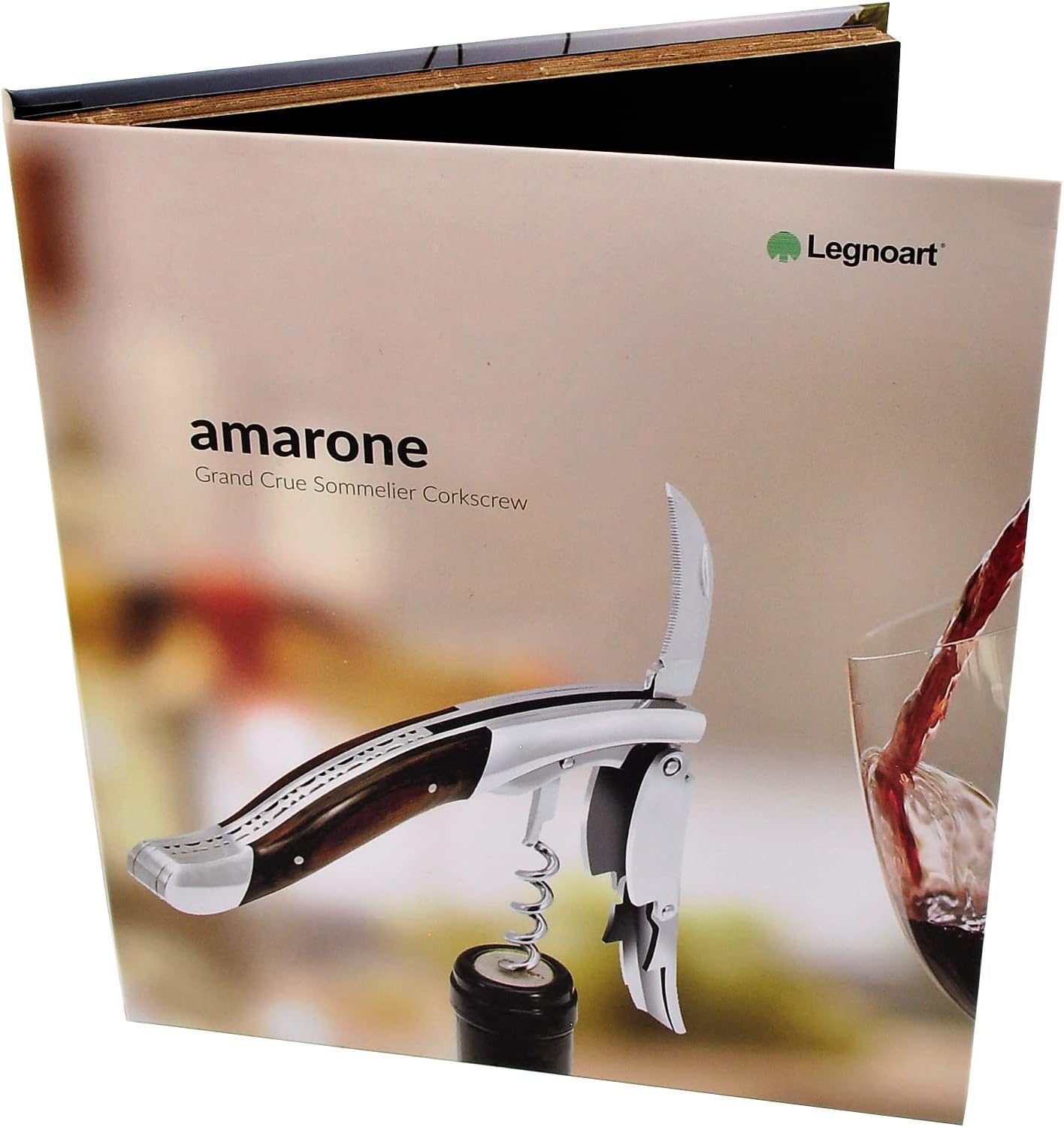 Legnoart Amarone Stainless Steel Sommelier Corkscrew with Dark Pakkawood Handle
