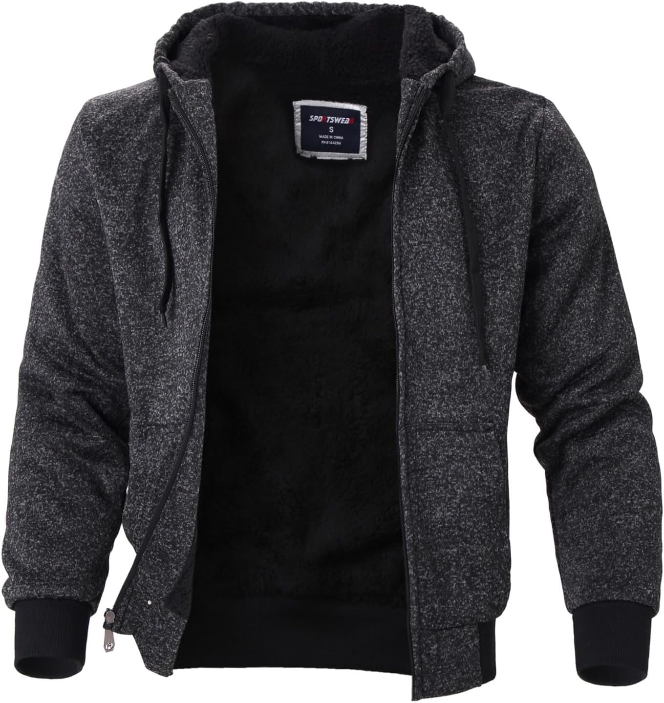 LeeHanTon Sherpa Lined Hoodies for Men Heavyweight Full Zip Up Sweatshirt Thick Fleece Winter Warm Work Jackets Plus Size - Image 2