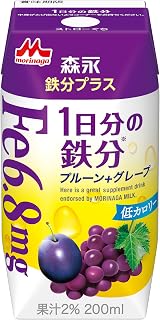 森永乳業 森永 鉄分プラス 1日分の鉄分 プルーン+グレープ 200ml [ 低カロリー 紙パック ドリンク 飲み物 常温保存 ]×24本