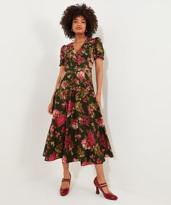 Joe Browns Vestido Floral Con Cuello En V Para Días De Otoño