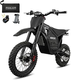 4000W Peak Electric Dirt Bike for Teens Adults, 45 MPH Max Speed, 40 Miles Range, 48V 23Ah Removable Battery, 14" Front/12 Rear Tires,Reverse Function,with Phone Holder & Disc Lock