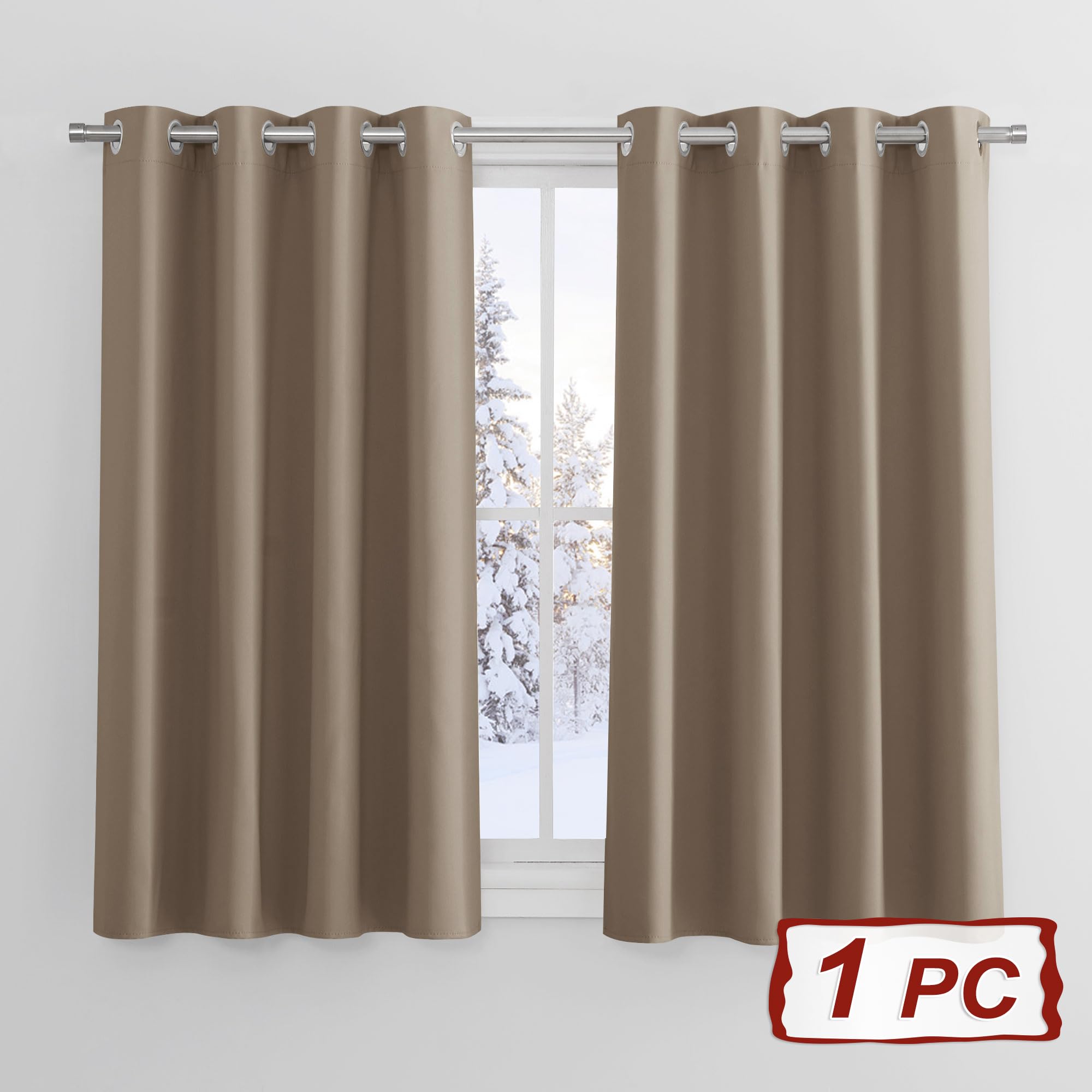 PONY DANCE Tende Moderne per Soggiorno Oscurante Termiche Isolanti con Occhielli per Casa Finestre Piccole Decorazione 1 Pannello L 132 x A 137 cm, Moca Curtains