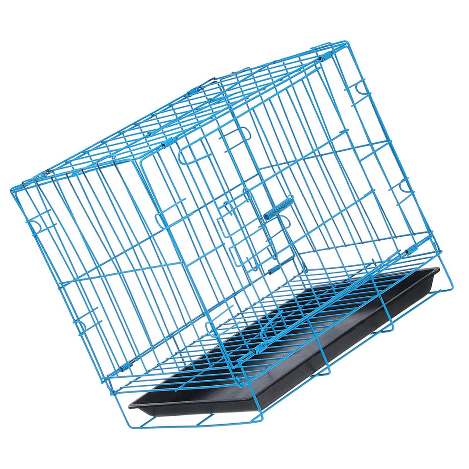 Cage Pliable pour Animaux Chien Chat Fer Bleu Habitat Extérieur