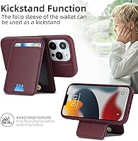 Vista 24 de Havaya Funda para iPhone 13 Pro Max y iPhone 12 Pro Max, cartera compatible con magsaf 2 en 1, desmontable magnética con tarjetero y ranura trasera