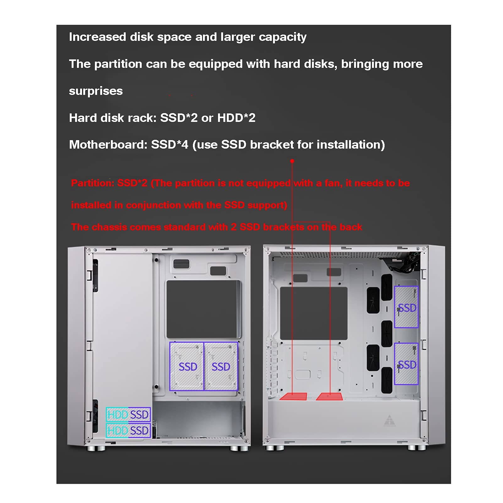 Komputerowa Obudowa, Mid-Tower ATX/M-ATX/ITX Case Gaming PC, W Pełni Przezroczysty Panel Boczny, 8 Pozycji Wentylatora, Chłodzenie Pomocy Technicznej