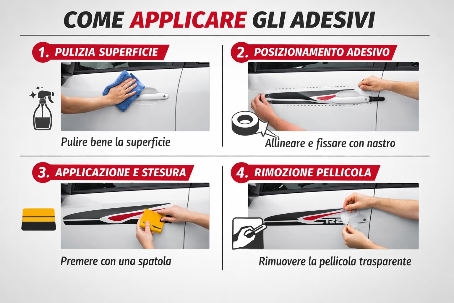 2 Adesivi Montanti Auto “Italia nel Cuore” Compatibile con Fiat 500 – Stickers Tricolore (Nero Opaco)