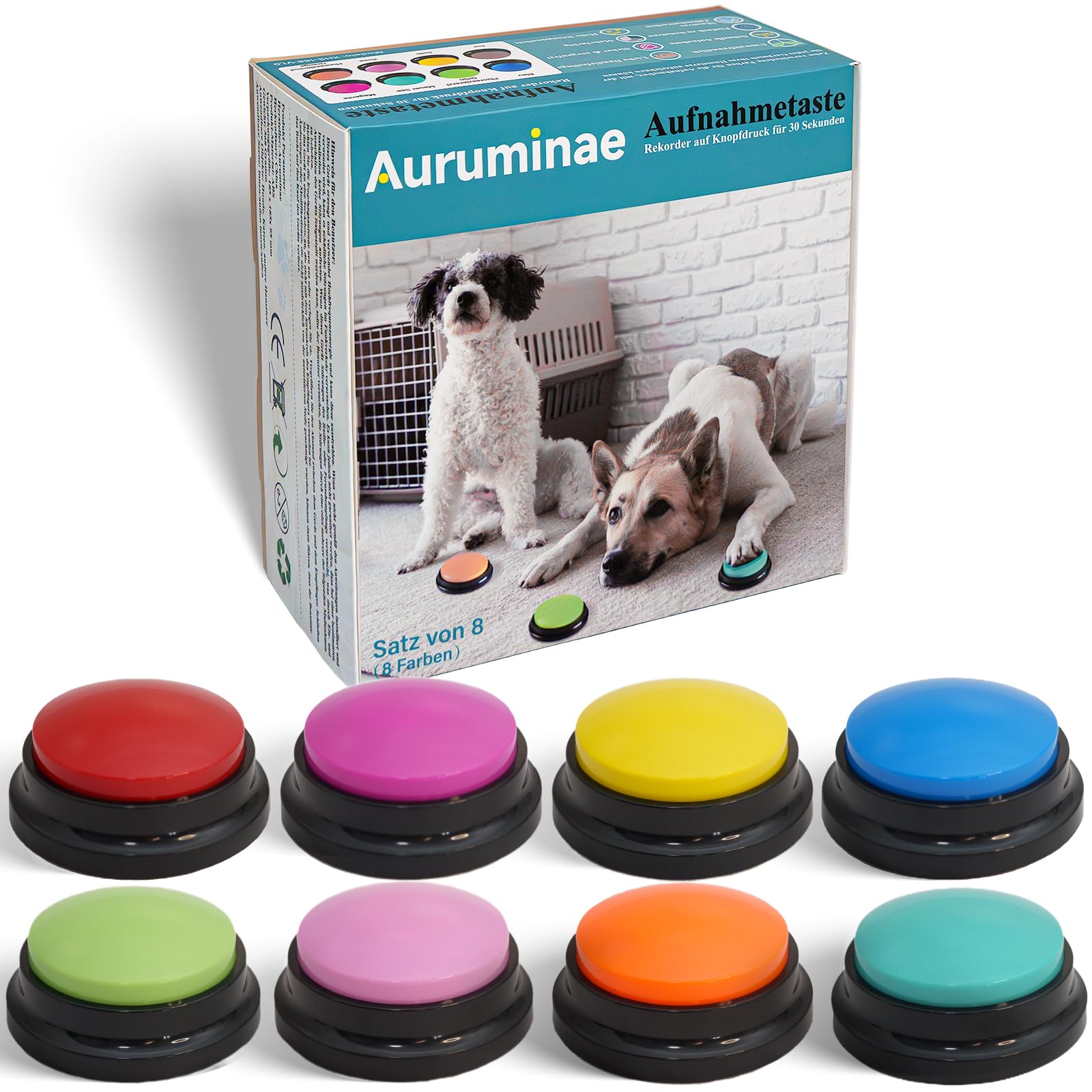 Buzzer avec son lot de 8 et bouton d'intelligence pour chien de jeu