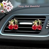 Vista 3 de Decoración de coche de cereza, 2 piezas de clips de ventilación para ambientador de coche de hoja de abeja, lindo retro dulce temático accesorios