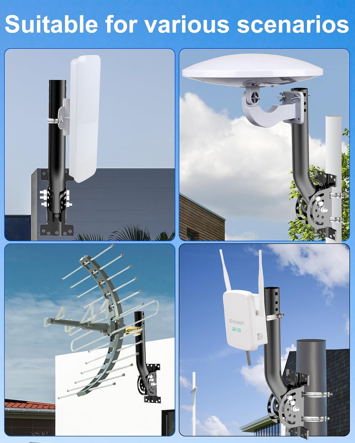 antenna a perno rinforzato - Asta J-Tube in mastello pieno (3,5 cm x 30 cm), ideale per installazioni su pareti, grondaie o tetti. Compatibile con punti di accesso esterni e ripetitori WiFi