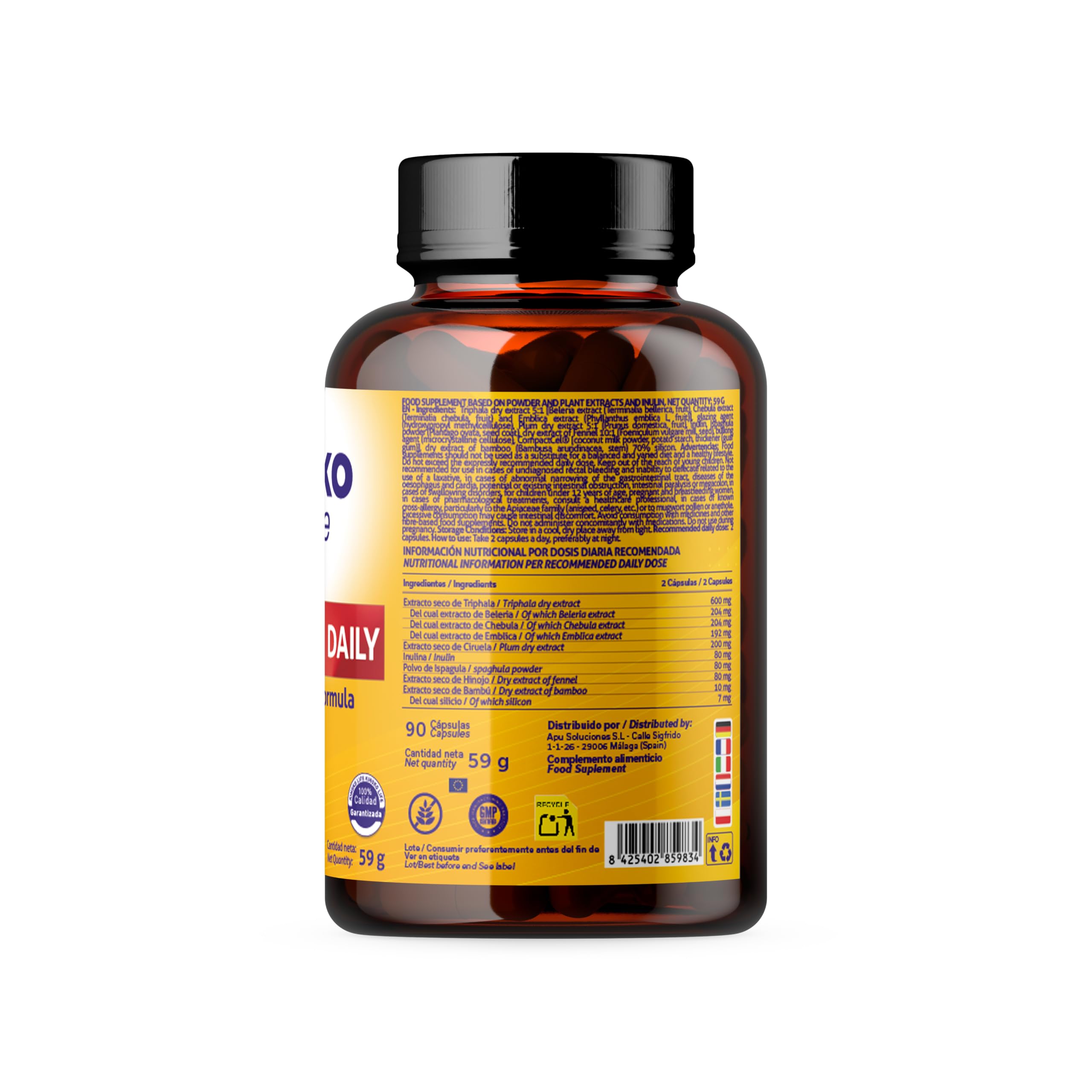 MaXX COLON DAILY – Lassativo Naturale e Sollievo dalla Stitichezza | Triphala + Psyllium (Fibre Prebiotiche) | Regolarità, Transito Intestinale e Riduzione dei Gas (90 Capsule)