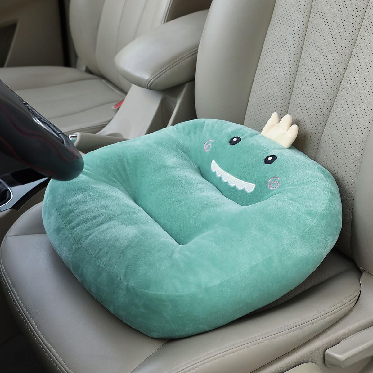 Cartoon Plush Car Booster Seat Cushion, Cute Funny Car Seat Cushion Heightening,Chair Cushion for Office Sofa Living Room (Strawberry)
